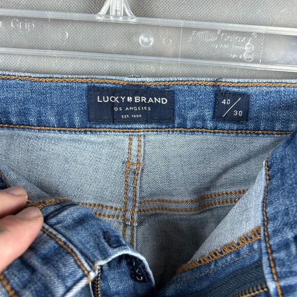 Lucky Brand Men's Mid Rise Slim Denim Blue Jeans 40/30 Straight 5-Pocket Design - Picture 4 of 9